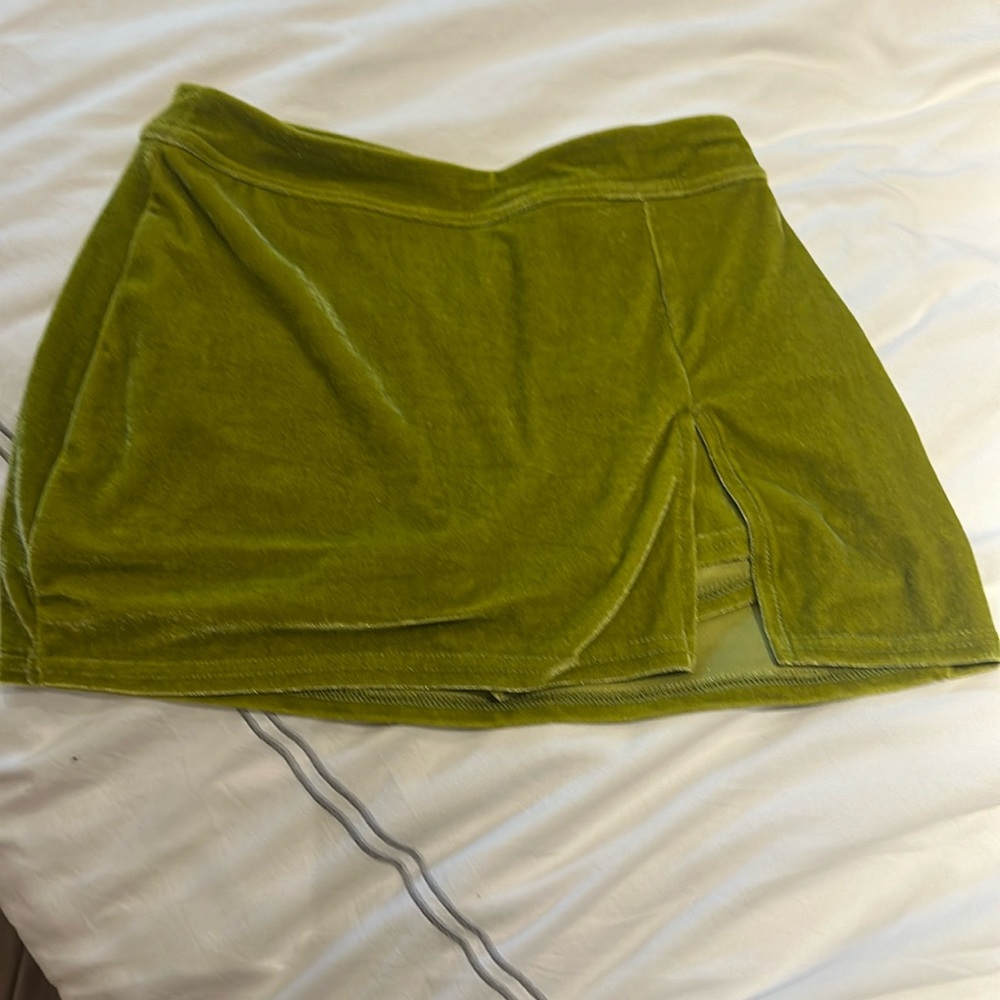 Amazing velvety mini skirt with built in shorts.